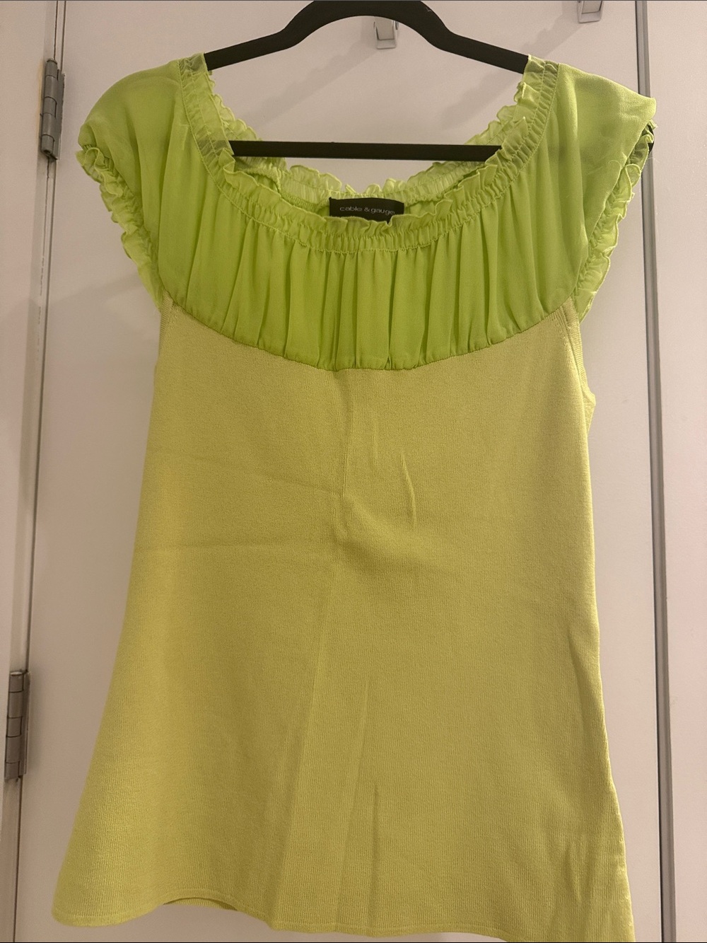 Cable & Gauge Lime Green Ruffled Scoop Neck Camisole